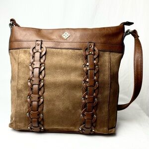 Nanette Lepore Brown Faux Leather Suede Shoulder Bag EUC 👜